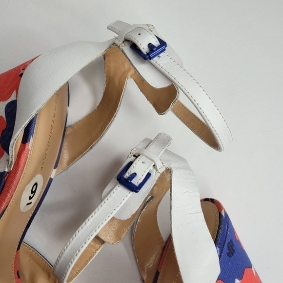 Tommy Hilfiger Floral Red, White & Blue Wedge Heels - Picture 8 of 14